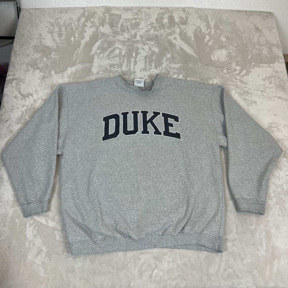 VTG‎ Duke University Sweater Adult XL Grey Thrashed Sweatshirt 90s USA Made